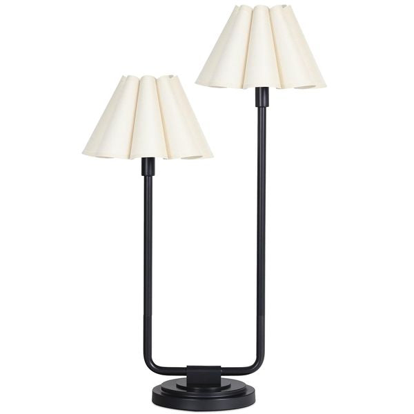 Polly Double Arm Tischlampe, Blackened Brass/Unber
