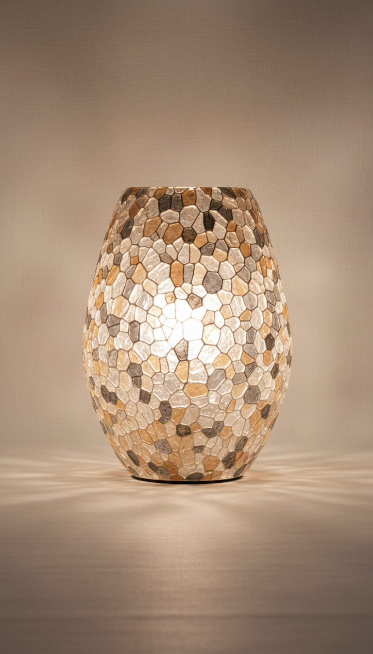 Tischleuchte mit Kieselglas