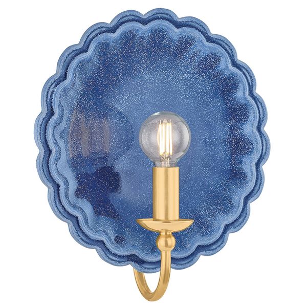 Paulette Wall Sconce, Aged Brass/Ceramic Moss Crackle
